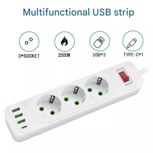 European Standard Three-Hole Power Strip
