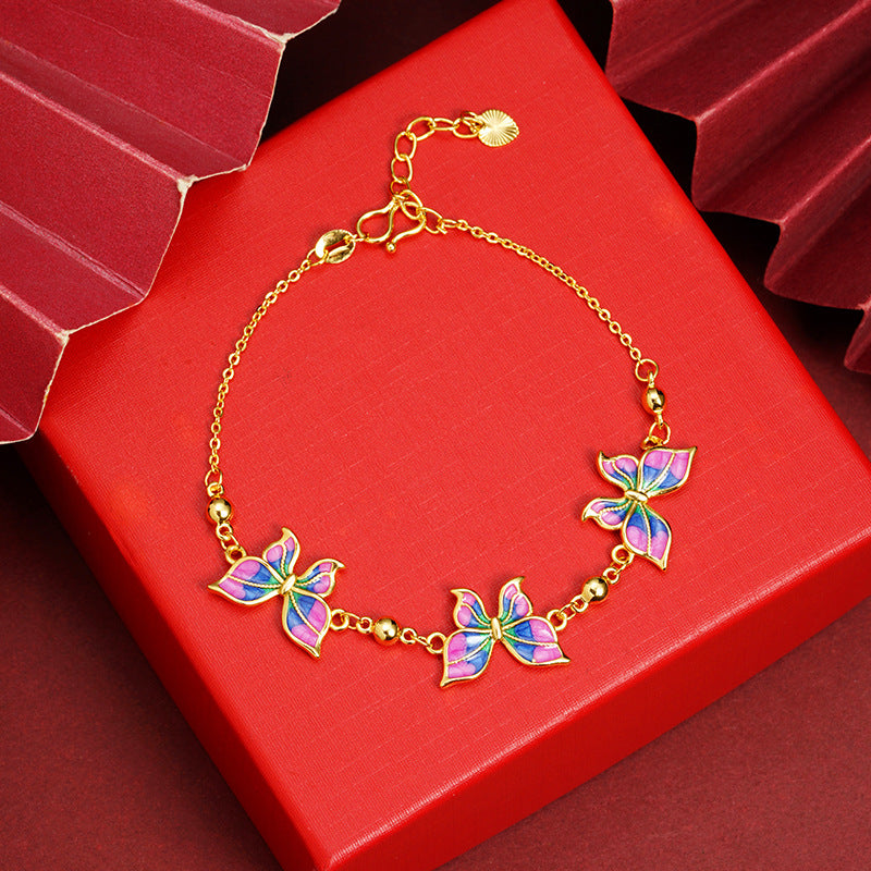 Enamel-Colored Butterfly Bracelet