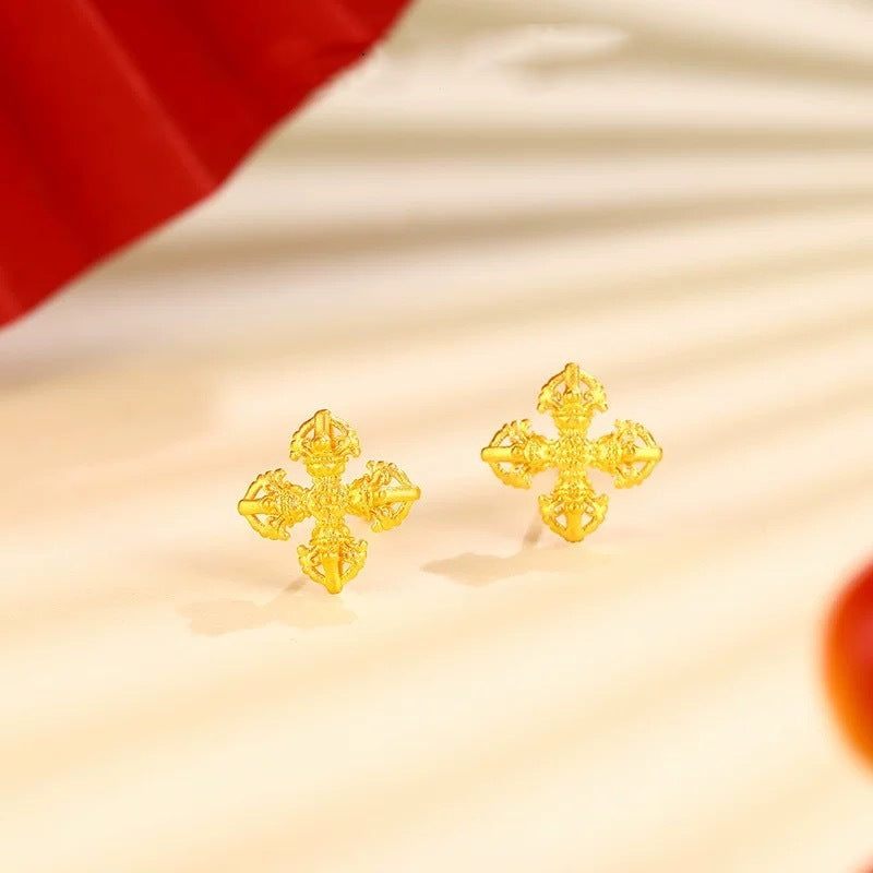 Retro Vajra Stud Earrings