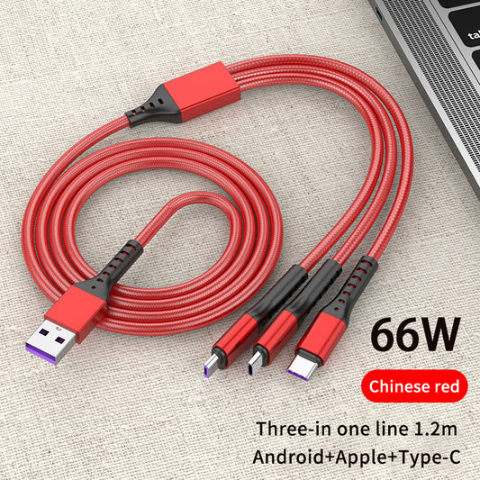 5A Fast Charging Tri-Port Data Cable