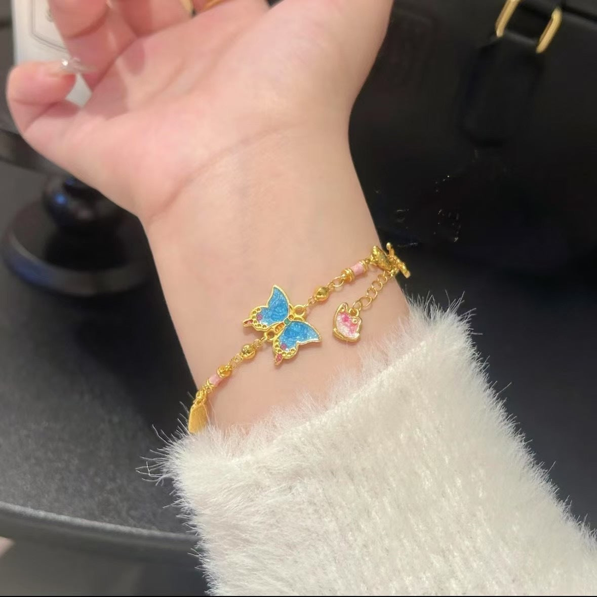 Enamel-Colored Butterfly Bracelet