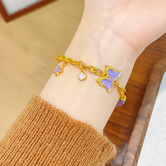 Nine Purple Flame Butterfly Half-Ring Bracelet