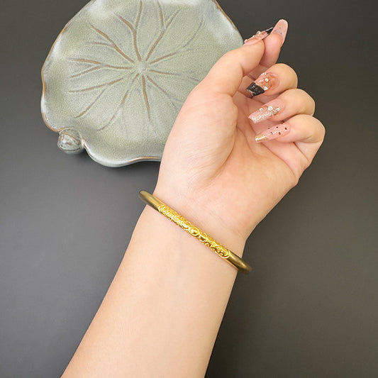 Jade And Orchid Flower Pattern Bracelet