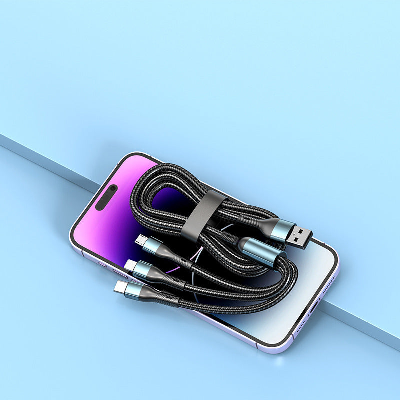 120W Super Fast Charging Tri-Head Braided Data Cable