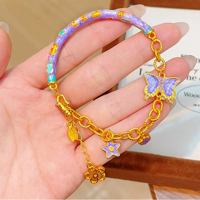 Nine Purple Flame Butterfly Half-Ring Bracelet