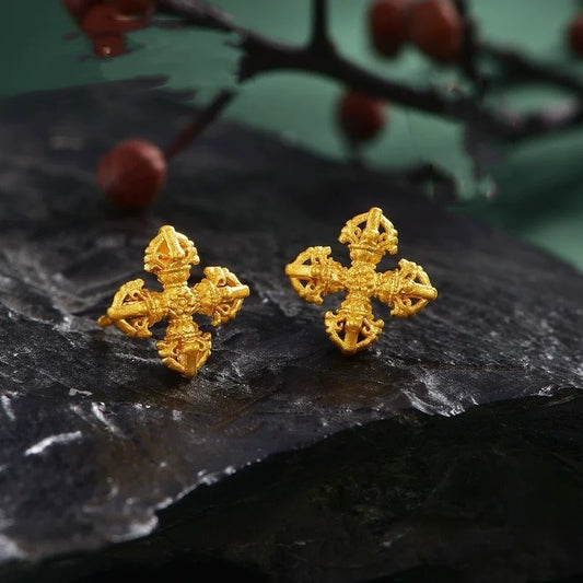 Retro Vajra Stud Earrings