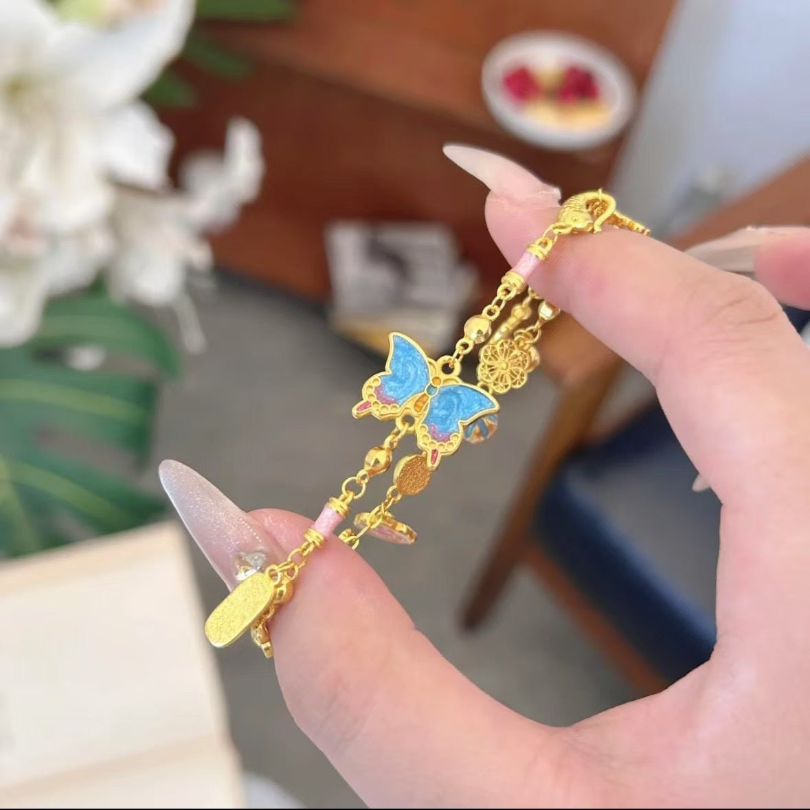 Enamel-Colored Butterfly Bracelet