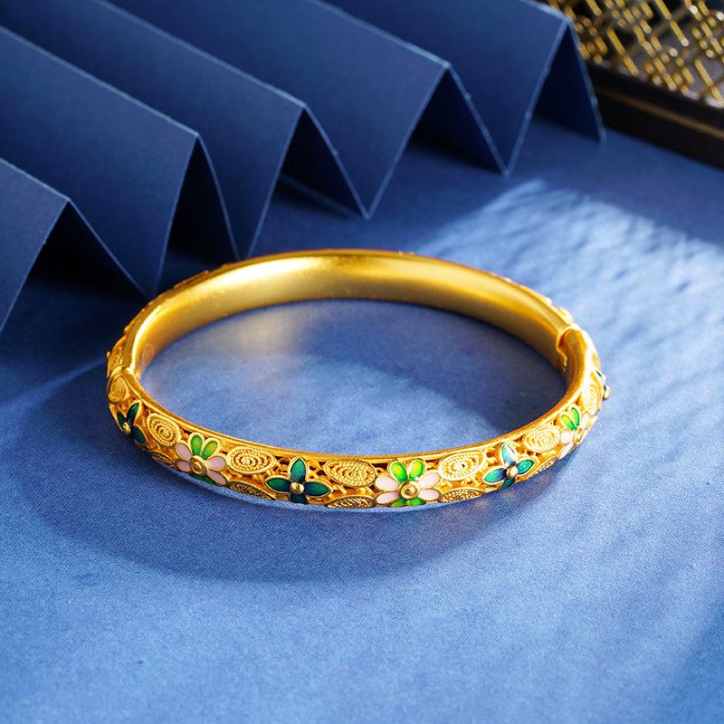Enamel Flower Clasp Bracelet
