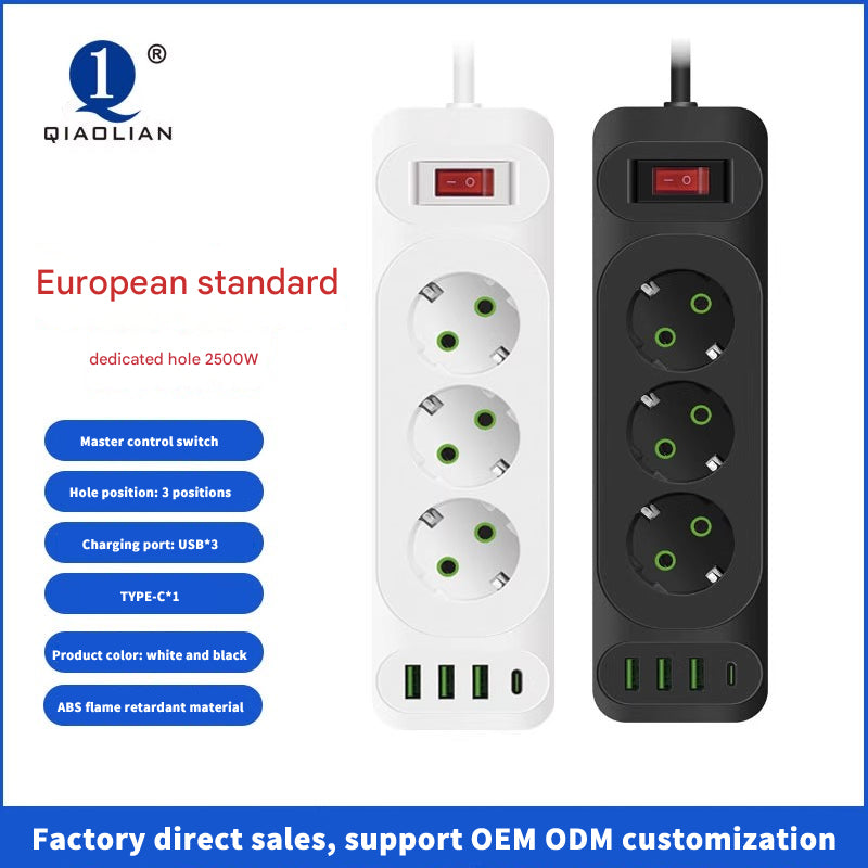 European Standard Three-Hole Power Strip