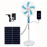 Un ventilo sur pied rechargeable, avec panneau solaire, prise USB et lampe LED… (unité)