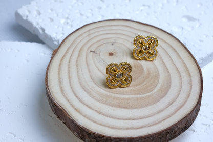 Four-Leaf Clover Diamond-Shaped Stud Earrings