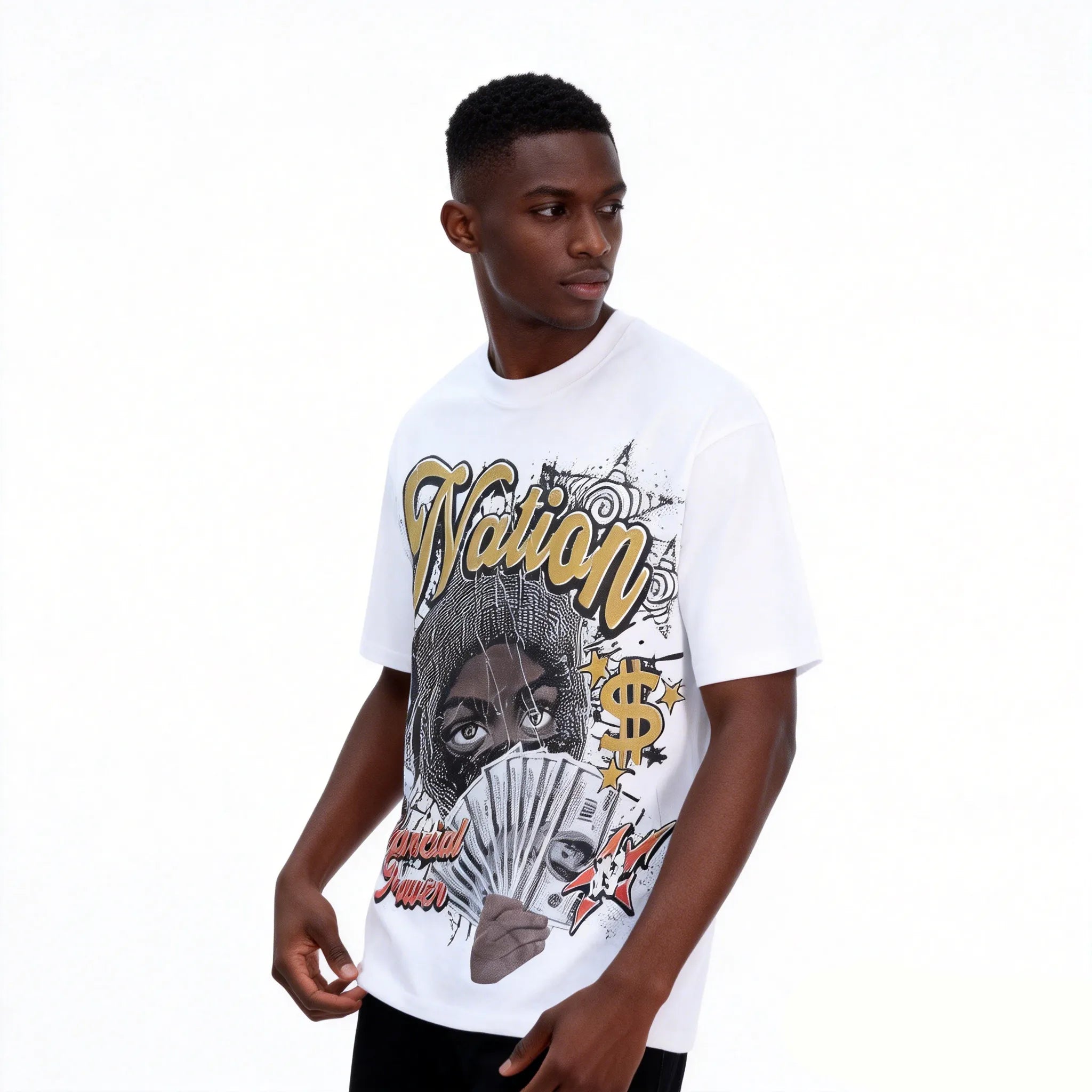 DX18 - T-shirt en coton pur à impression double face