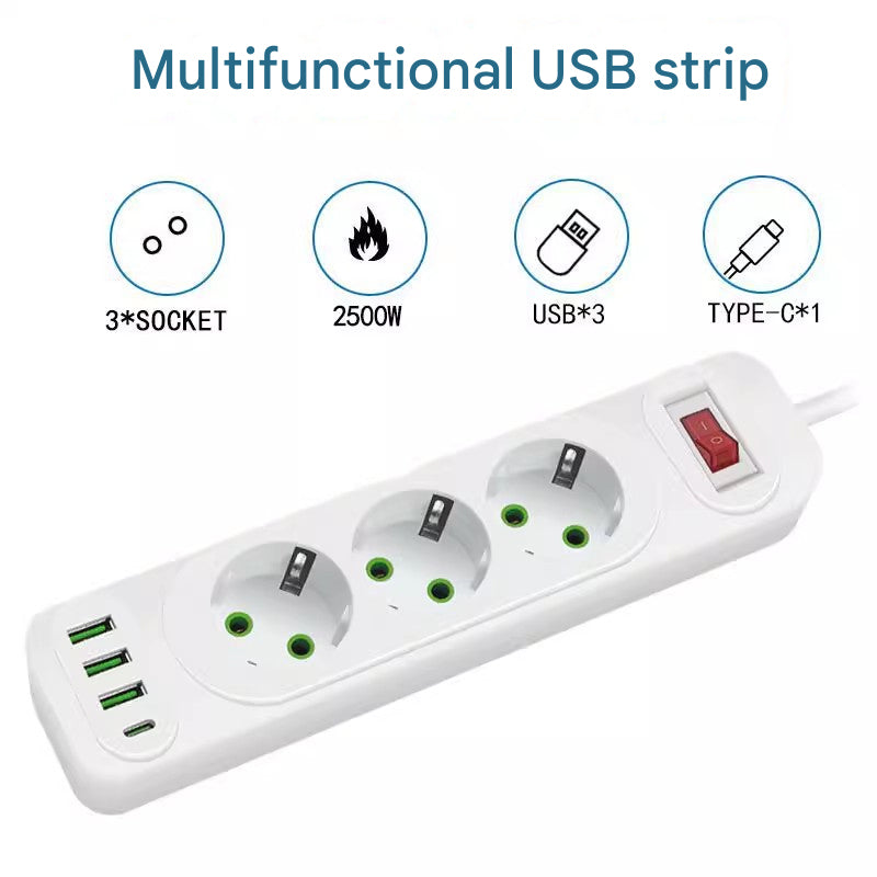 European Standard Three-Hole Power Strip