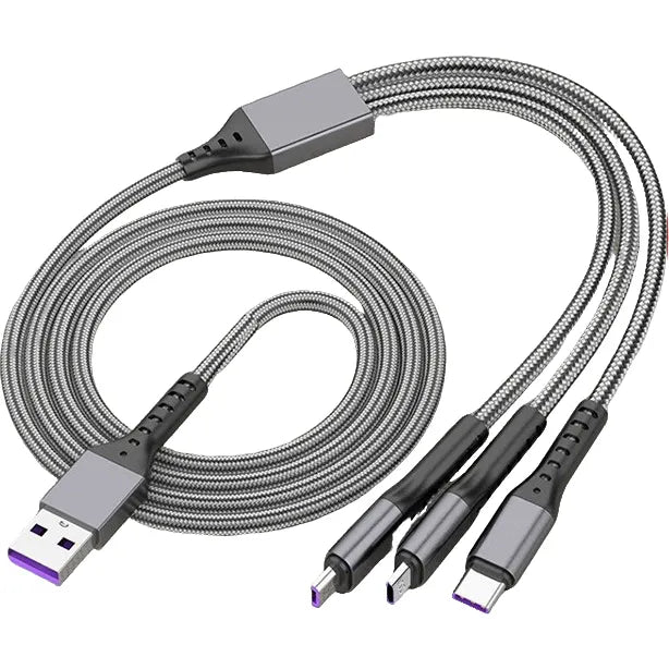 5A Fast Charging Tri-Port Data Cable