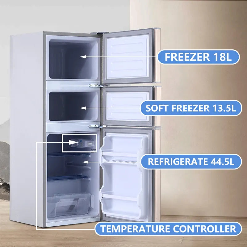 Three-Door Household Mini Refrigerator