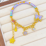 Nine Purple Flame Butterfly Half-Ring Bracelet