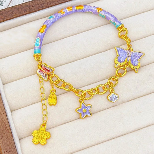 Nine Purple Flame Butterfly Half-Ring Bracelet