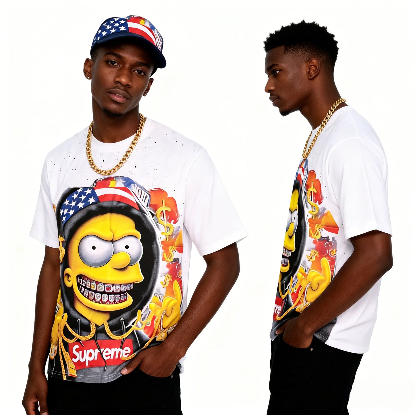 DX32 - T-shirt en coton pur à impression double face