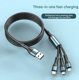 120W Super Fast Charging Tri-Head Braided Data Cable