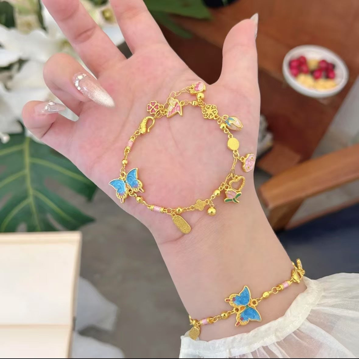 Enamel-Colored Butterfly Bracelet