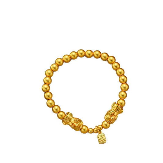 Fortune-Bringing Auspicious Character Puxiu Gold Beads Bracelet