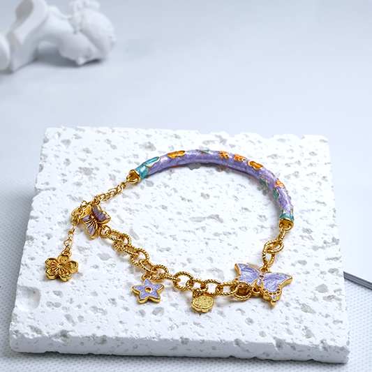 Nine Purple Flame Butterfly Half-Ring Bracelet