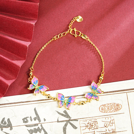 Enamel-Colored Butterfly Bracelet