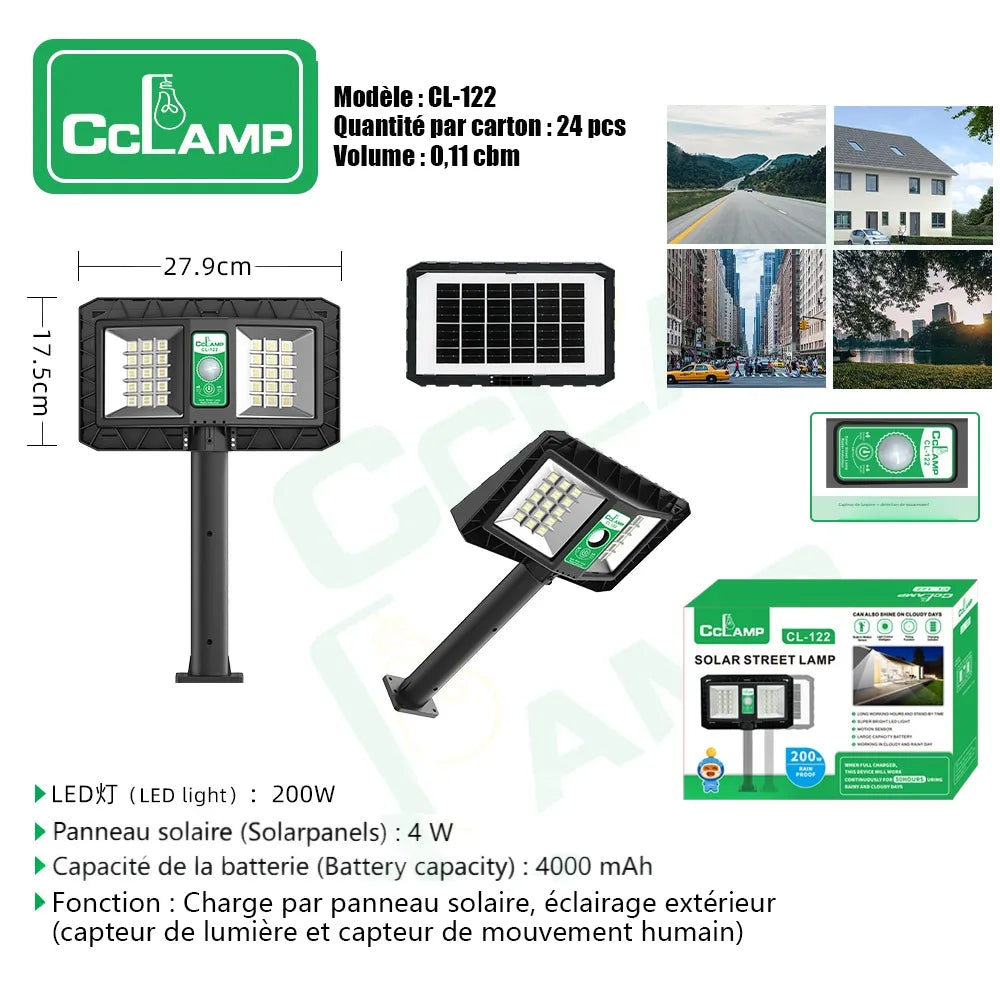 Lanterne solaire extérieure à détection de mouvement humain