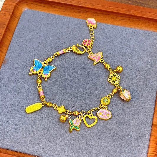 Enamel-Colored Butterfly Bracelet
