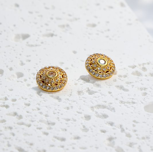 Diamond-Studded Sunflower Stud Earrings