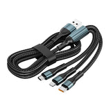 120W Super Fast Charging Tri-Head Braided Data Cable
